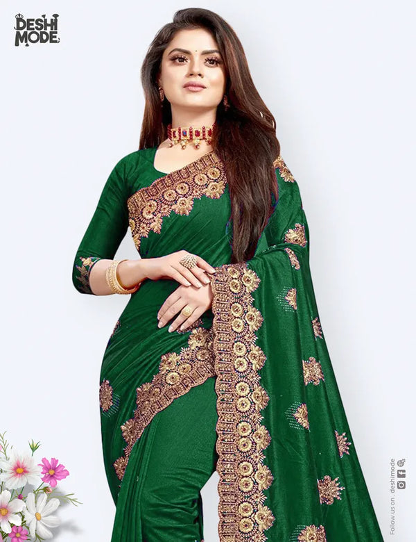 Deshi Mode Premium Embroidered Sharee  DS-01-GR