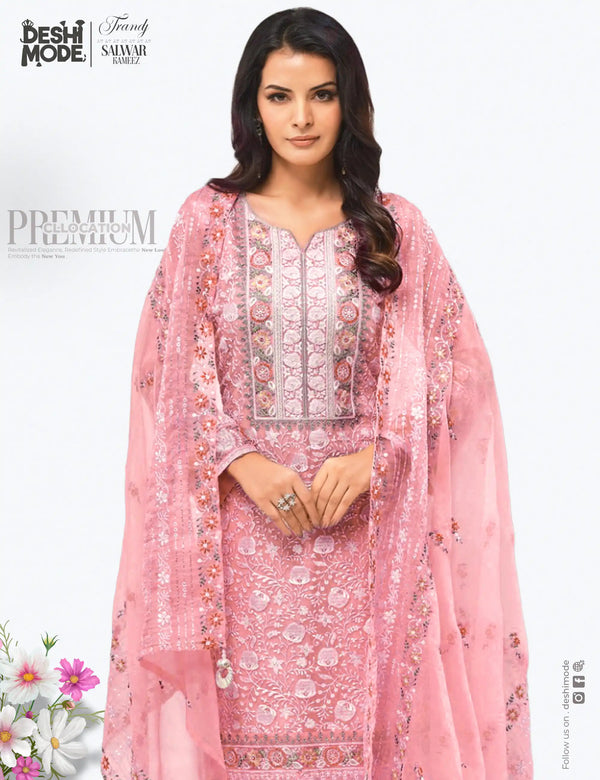 Premium Unstitched Soft Georgette Suit for Every Occasion DM-12-Pi